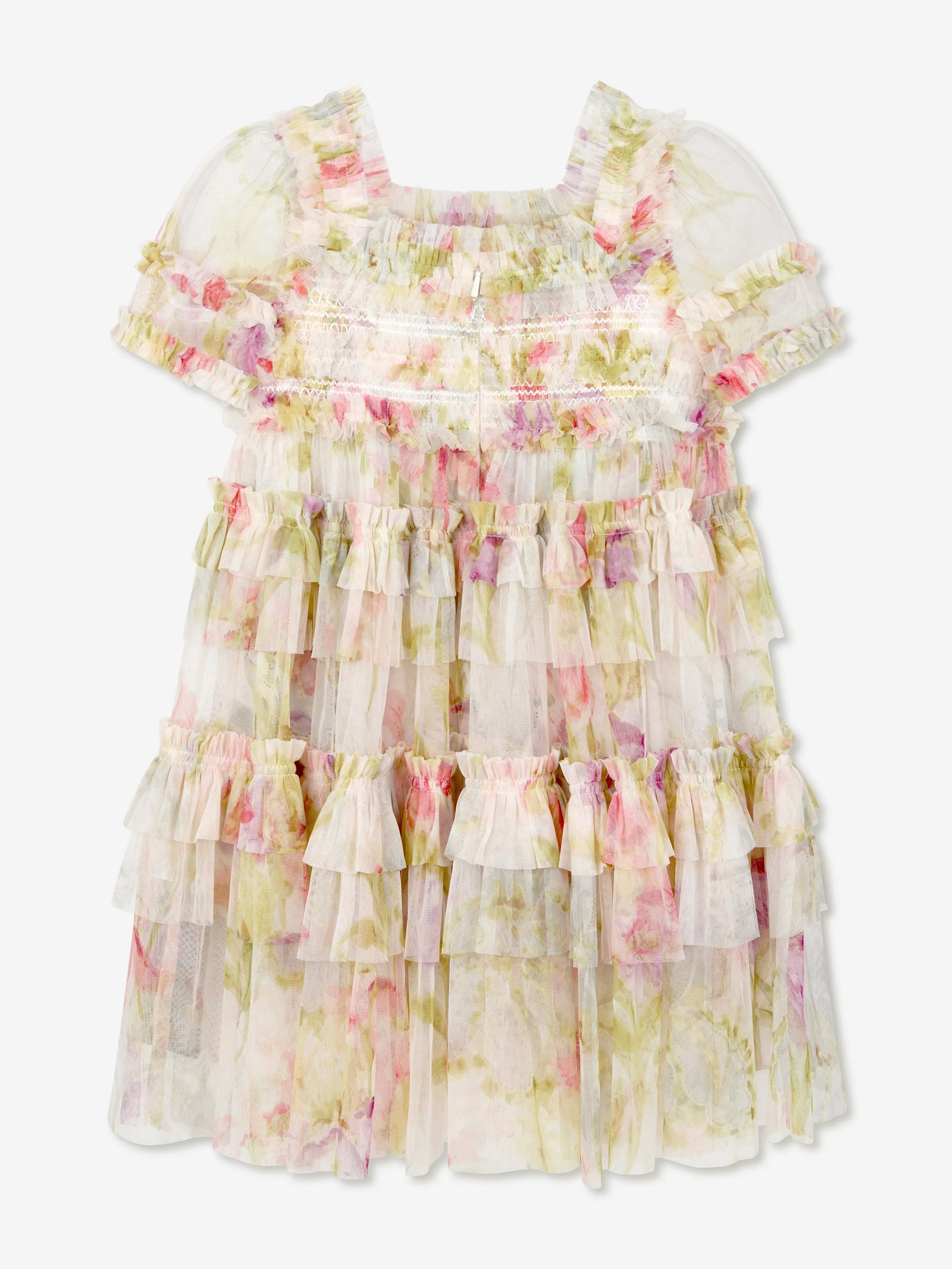 Needle & Thread Girls Iris Smocked Dress in Ivory